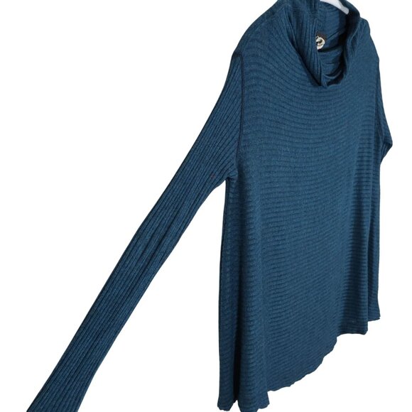 WE THE FREE PEOPLE Lover Split Back Ribbed Long Sleeve Top Size XS Dark Teal - Picture 2 of 6